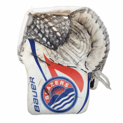 Bauer Vapor Hyperlite - Used WHL Pro Stock Goalie Trapper (White/Navy/Orange)