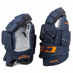 CCM HGQL - NHL Pro Stock Glove - Edmonton Oilers Alternate (Navy/Orange) -Hockey Stick Market HGQLEDMTHD1