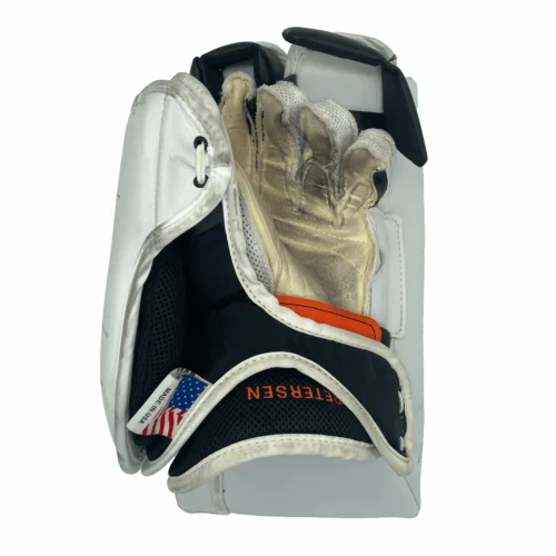 Vaughn V5 7990 - Pro Stock Goalie Blocker - Full Right - (White/Black/Orange) -Hockey Stick Market IMG 2877 75b36f84 f8e6 49cc b116 f3510010ca79 scaled