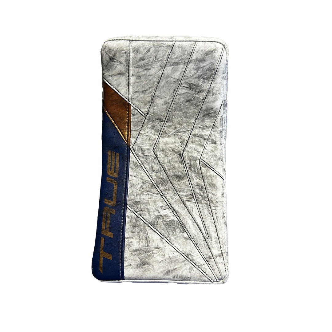 True Catalyst PX3 - Used Pro Stock Goalie Blocker (White/Blue/Gold) #2 1 True Catalyst PX3 - Used Pro Stock Goalie Blocker (White/Blue/Gold) #2