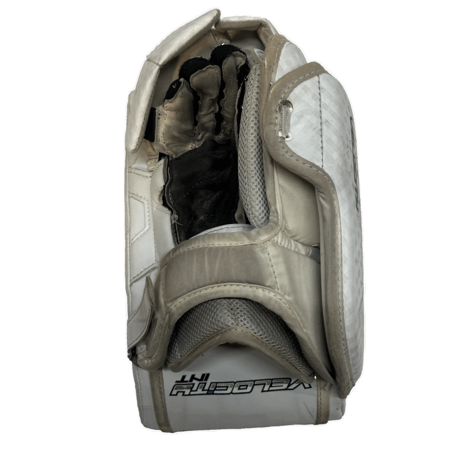 Vaughn Velocity V9 - Used Pro Stock Goalie Blocker (White) 2 Vaughn Velocity V9 - Used Pro Stock Goalie Blocker (White) - Image 2