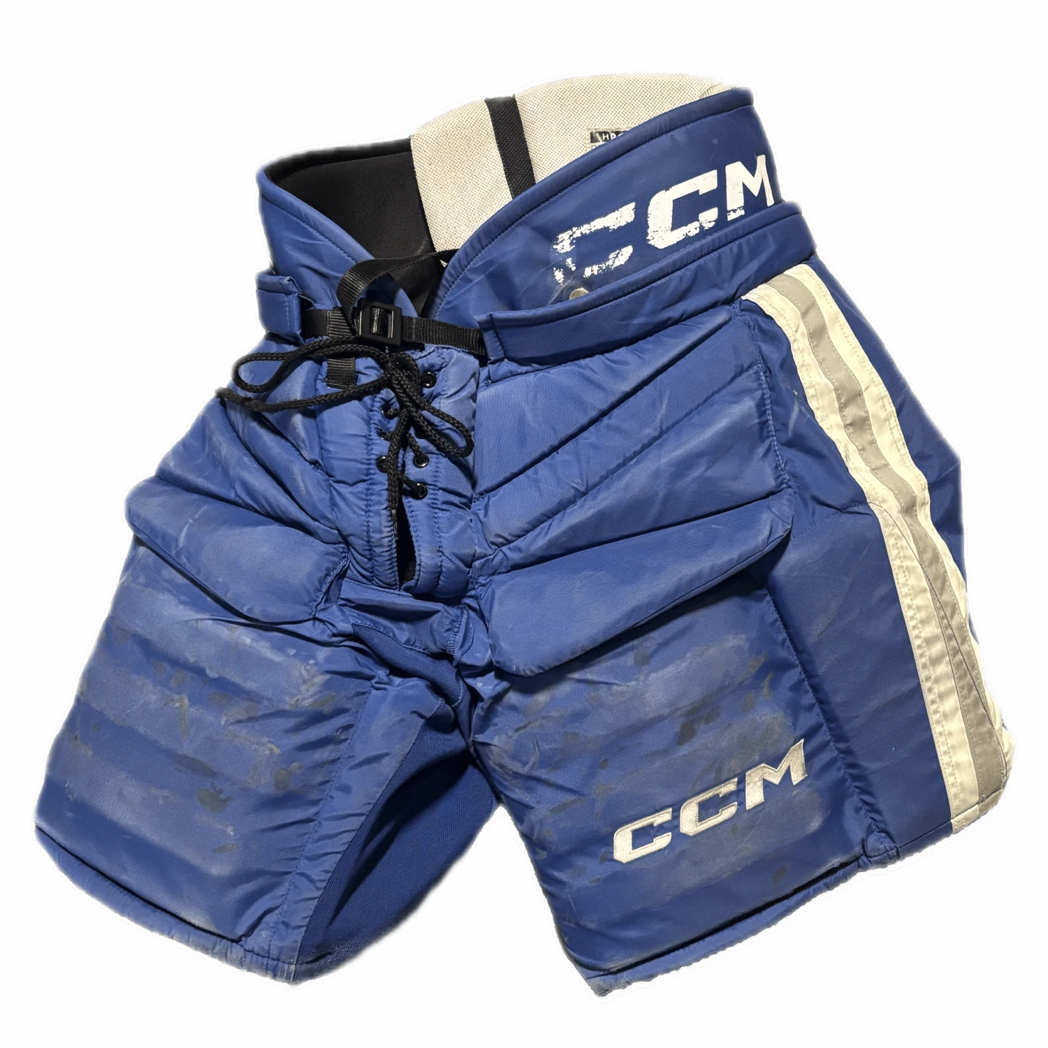 CCM HPG12A - Used Pro Stock Hockey Goalie Pants (Blue/White/Grey) 1 CCM HPG12A - Used Pro Stock Hockey Goalie Pants (Blue/White/Grey)