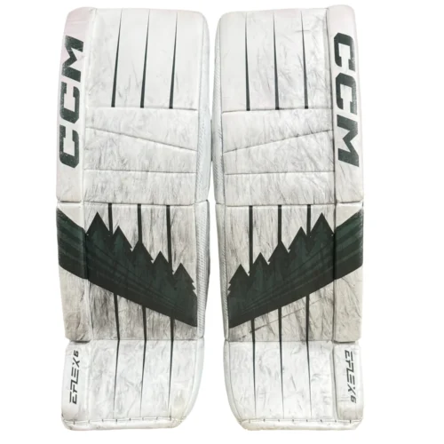 CCM Extreme Flex 6 - Used Pro Stock Goalie Pads (White/Green)