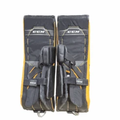 CCM AXIS - Used Pro Stock Goalie Pad Set (Black/Yellow) -Hockey Stick Market Image 20250317 164454 582 transparent Craiyon