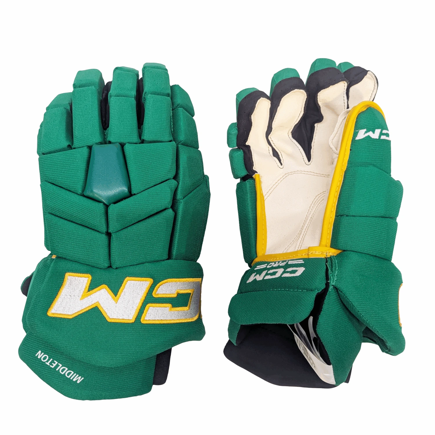 CCM HGTK - NHL Pro Stock Glove - Jacob Middleton (Green/Yellow) 1 CCM HGTK - NHL Pro Stock Glove - Jacob Middleton (Green/Yellow)