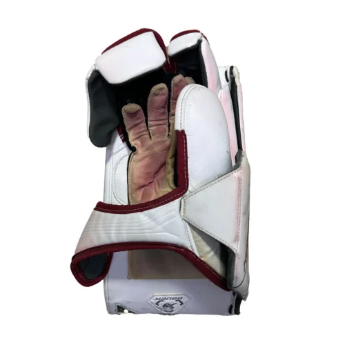 Bauer Supreme Mach - Used Pro Stock Goalie Blocker (White/Red) 5 Bauer Supreme Mach - Used Pro Stock Goalie Blocker (White/Red) -Hockey Stick Market Photo 2025 06 18 3 06 28 PM