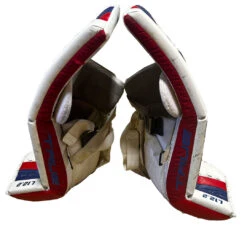 TRUE L12.2 - Used Pro Stock Goalie Pads (White/Blue/Red) -Hockey Stick Market Photo 2025 07 28 11 40 29 AM