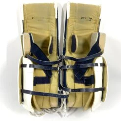CCM Extreme Flex 4 - Used Pro Stock Goalie Pads - (White/Navy/Gold) -Hockey Stick Market Photo2023 04 26 12833PM