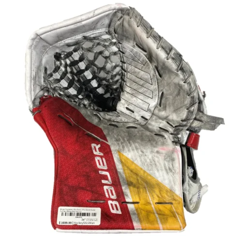 Bauer Supreme 2S Pro - Used Pro Stock Goalie Glove (White/Red/Yellow)