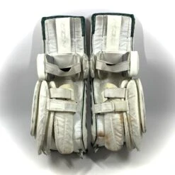 CCM Extreme Flex 5 - Used Pro Stock Goalie Pads (White/Green) -Hockey Stick Market Photo2023 06 12 61748PM