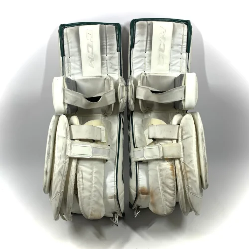 CCM Extreme Flex 5 - Used Pro Stock Goalie Pads (White/Green) 8 CCM Extreme Flex 5 - Used Pro Stock Goalie Pads (White/Green) -Hockey Stick Market Photo2023 06 12 61748PM scaled