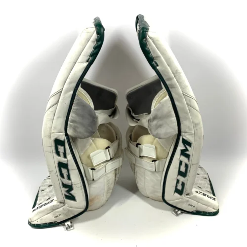 CCM Extreme Flex 5 - Used Pro Stock Goalie Pads (White/Green) 9 CCM Extreme Flex 5 - Used Pro Stock Goalie Pads (White/Green) -Hockey Stick Market Photo2023 06 12 61827PM scaled