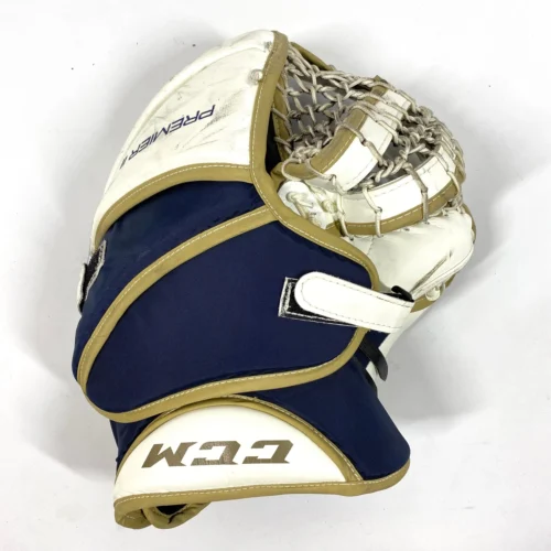 CCM Premier II - Used Pro Stock Goalie Glove (White/Gold/Navy) -Hockey Stick Market Photo2023 06 15 33418PM scaled