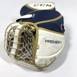 CCM Premier II - Used Pro Stock Goalie Glove (White/Gold/Navy) -Hockey Stick Market Photo2023 06 15 33436PM