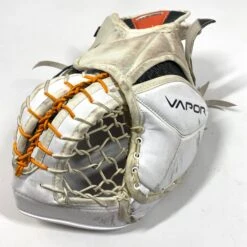 Bauer Vapor Hyperlite - Used Pro Stock Goalie Glove (White/Orange/Black) -Hockey Stick Market Photo2023 06 15 35808PM