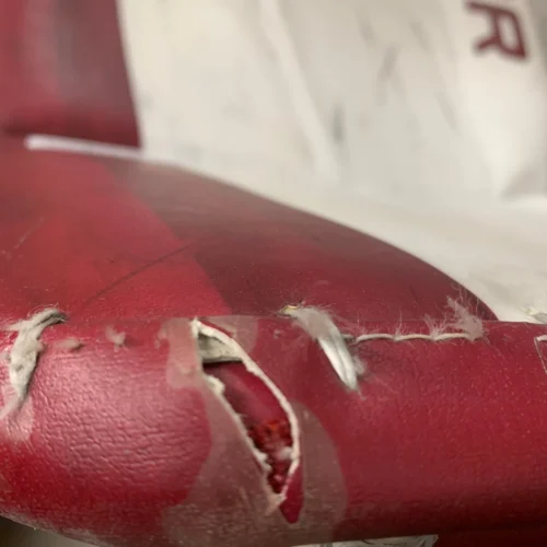 Bauer Vapor Hyperlite - Used Pro Stock Senior Goalie Pads (Maroon/White) 9 Bauer Vapor Hyperlite - Used Pro Stock Senior Goalie Pads (Maroon/White) -Hockey Stick Market Photo2023 06 28 25839PM scaled