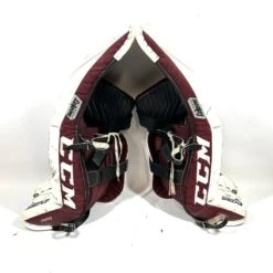 CCM Extreme Flex 4 - Used Pro Stock Senior Goalie Pads (White/Maroon) -Hockey Stick Market Photo2023 11 08 40729PM