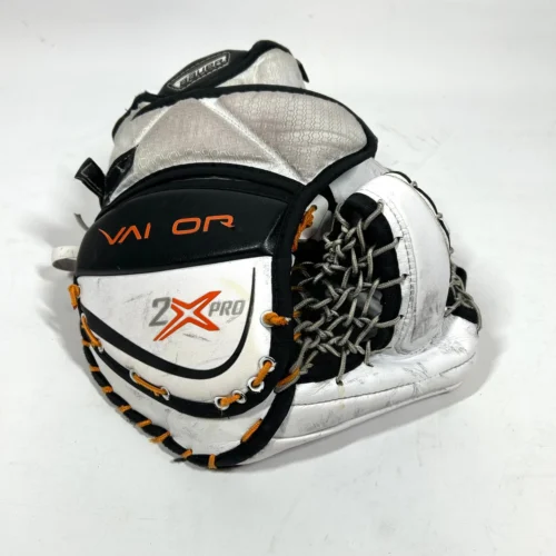 Bauer 2X Pro - Used Full Right Pro Stock Goalie Glove - (Orange/Black) -Hockey Stick Market Photo2023 11 10 122436PM scaled