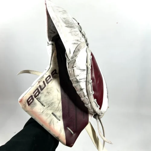 Bauer Vapor Hyperlite - Used Pro Stock Goalie Glove (White/Maroon) 5 Bauer Vapor Hyperlite - Used Pro Stock Goalie Glove (White/Maroon) -Hockey Stick Market Photo2023 11 10 12931PM scaled