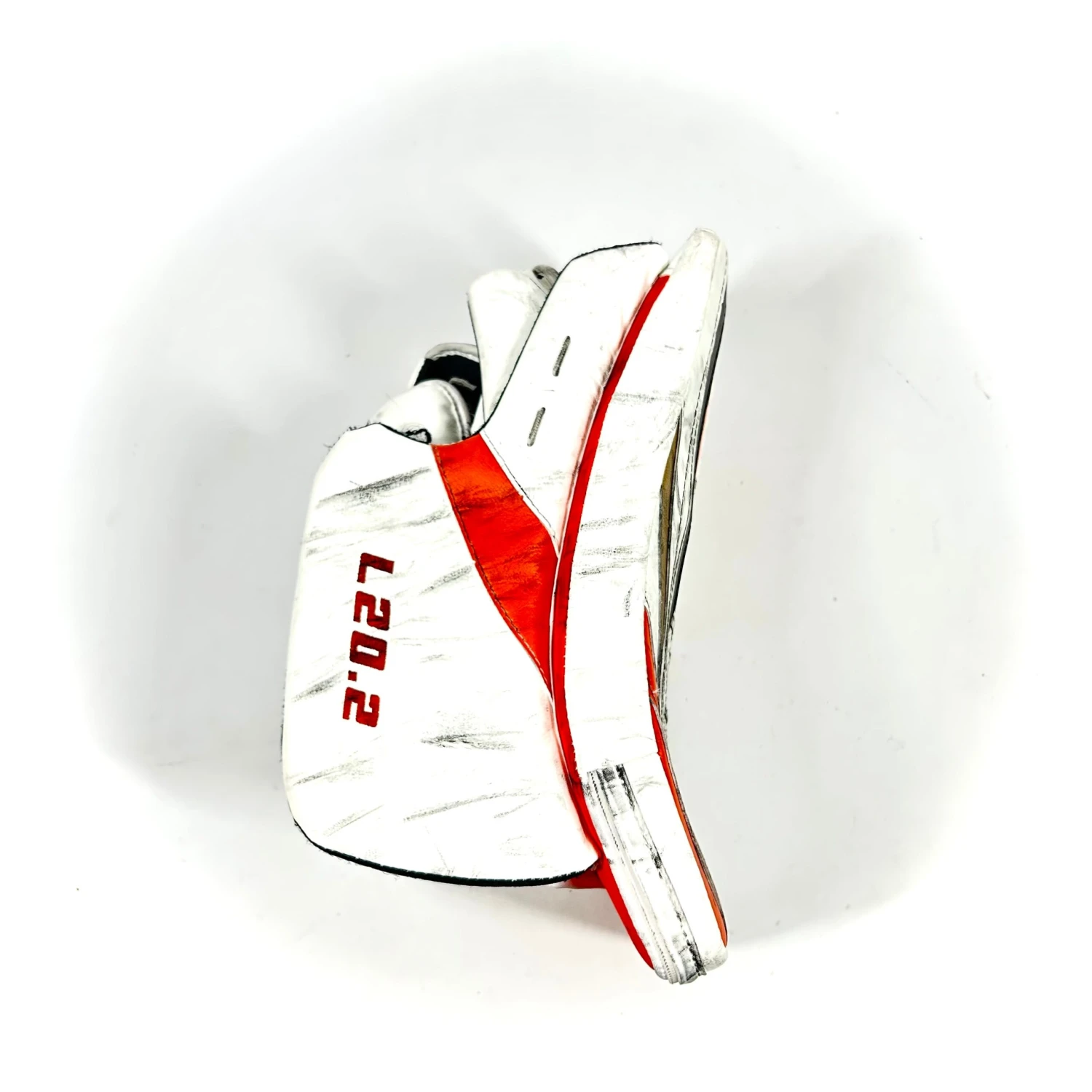 True L20.2 - Used Pro Stock Goalie Blocker (White/Black/Orange) 2 True L20.2 - Used Pro Stock Goalie Blocker (White/Black/Orange) - Image 2