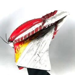 CCM Extreme Flex 5 - Used Full RIght Pro Stock Goalie Glove (Red/Yellow/Black) -Hockey Stick Market Photo2024 01 29 122056PM