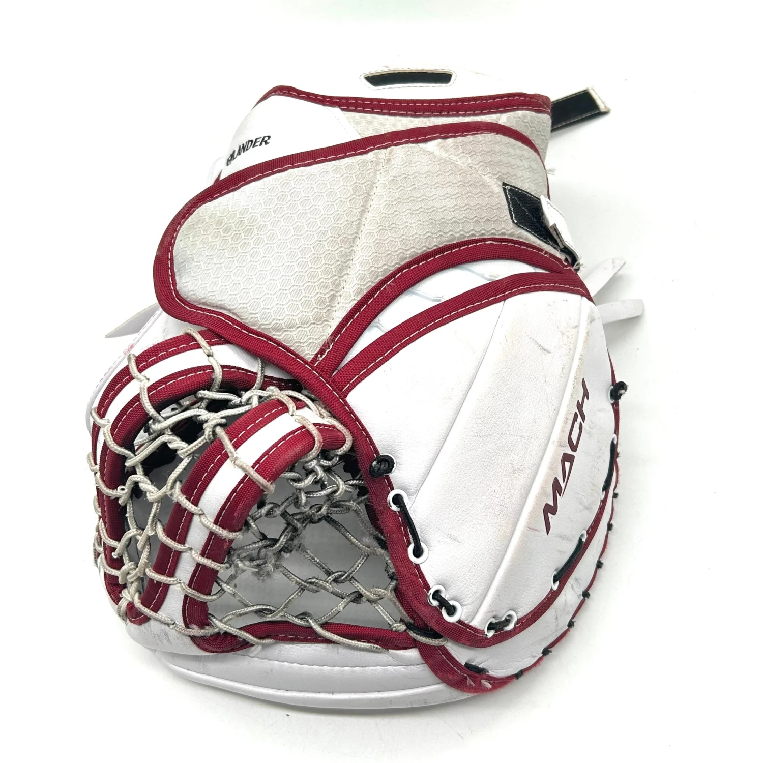 Bauer Supreme Mach - Used Pro Stock Goalie Glove (White/Red) 2 Bauer Supreme Mach - Used Pro Stock Goalie Glove (White/Red) - Image 2
