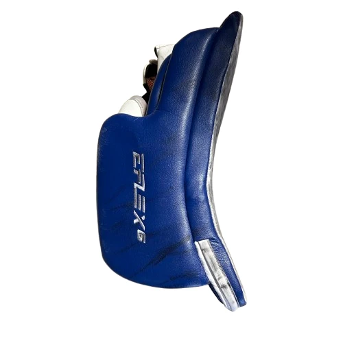 CCM Extreme Flex 6 - Used Pro Stock Goalie Blocker (White/Blue/Yellow) 2 CCM Extreme Flex 6 - Used Pro Stock Goalie Blocker (White/Blue/Yellow) - Image 2