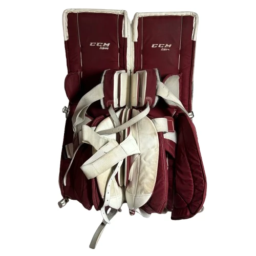 CCM Extreme Flex III - Used Pro Stock Goalie Pads (White/Maroon/Black) 3 CCM Extreme Flex III - Used Pro Stock Goalie Pads (White/Maroon/Black) - Image 3