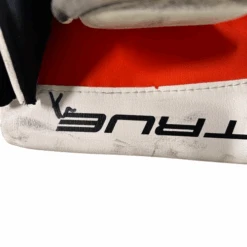 True L20.2 - Used Pro Stock Goalie Blocker (White/Orange/Black) -Hockey Stick Market Photo 2025 02 25 11 58 33 AM removebg preview