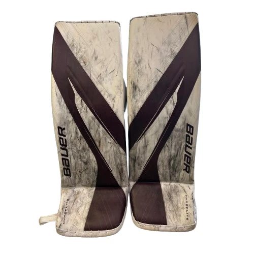 Bauer Vapor Hyperlite 2 - Used Pro Stock Goalie Pads (White/Maroon) 1 Bauer Vapor Hyperlite 2 - Used Pro Stock Goalie Pads (White/Maroon)
