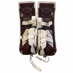 Bauer Vapor Hyperlite 2 - Used Pro Stock Goalie Pads (White/Maroon) 6 Bauer Vapor Hyperlite 2 - Used Pro Stock Goalie Pads (White/Maroon) -Hockey Stick Market Photo 2025 03 27 1 49 07 PM removebg preview