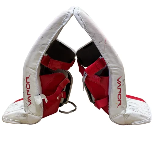 Used - Bauer Vapor Hyperlite Pro Stock Goalie Pads (White/Red) 7 Used - Bauer Vapor Hyperlite Pro Stock Goalie Pads (White/Red) -Hockey Stick Market craiyon 094719 image