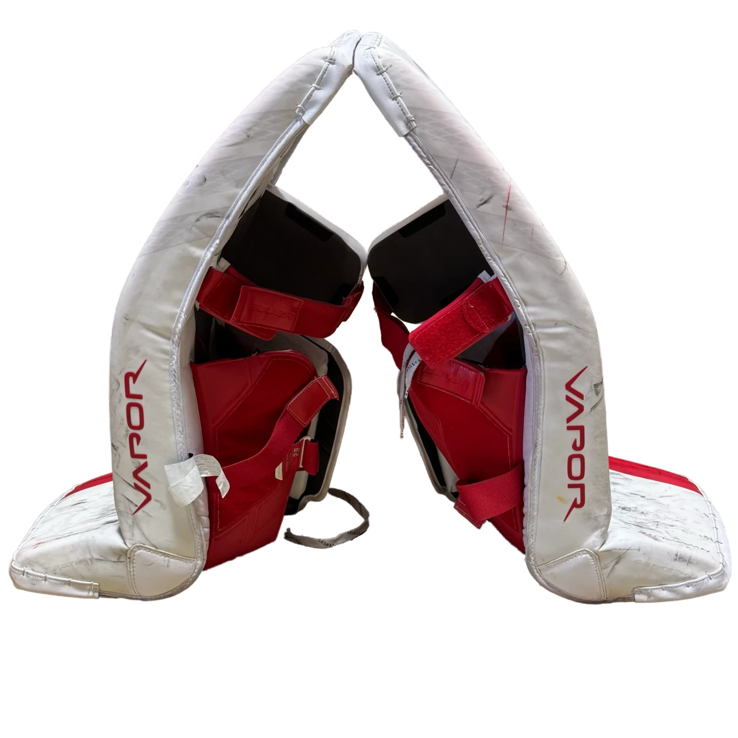 Used - Bauer Vapor Hyperlite Pro Stock Goalie Pads (White/Red) 4 Used - Bauer Vapor Hyperlite Pro Stock Goalie Pads (White/Red) - Image 4