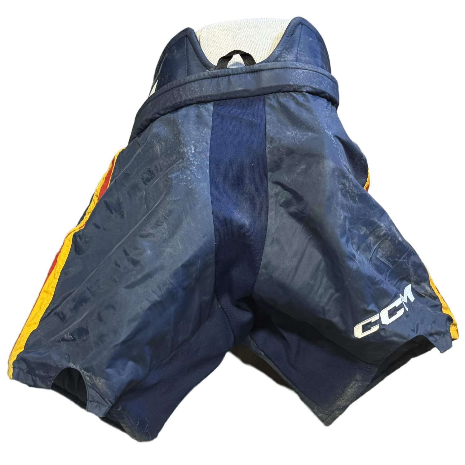 CCM HPG12A - Used Pro Stock Hockey Goalie Pants (Navy/Yellow/Red) 2 CCM HPG12A - Used Pro Stock Hockey Goalie Pants (Navy/Yellow/Red) - Image 2