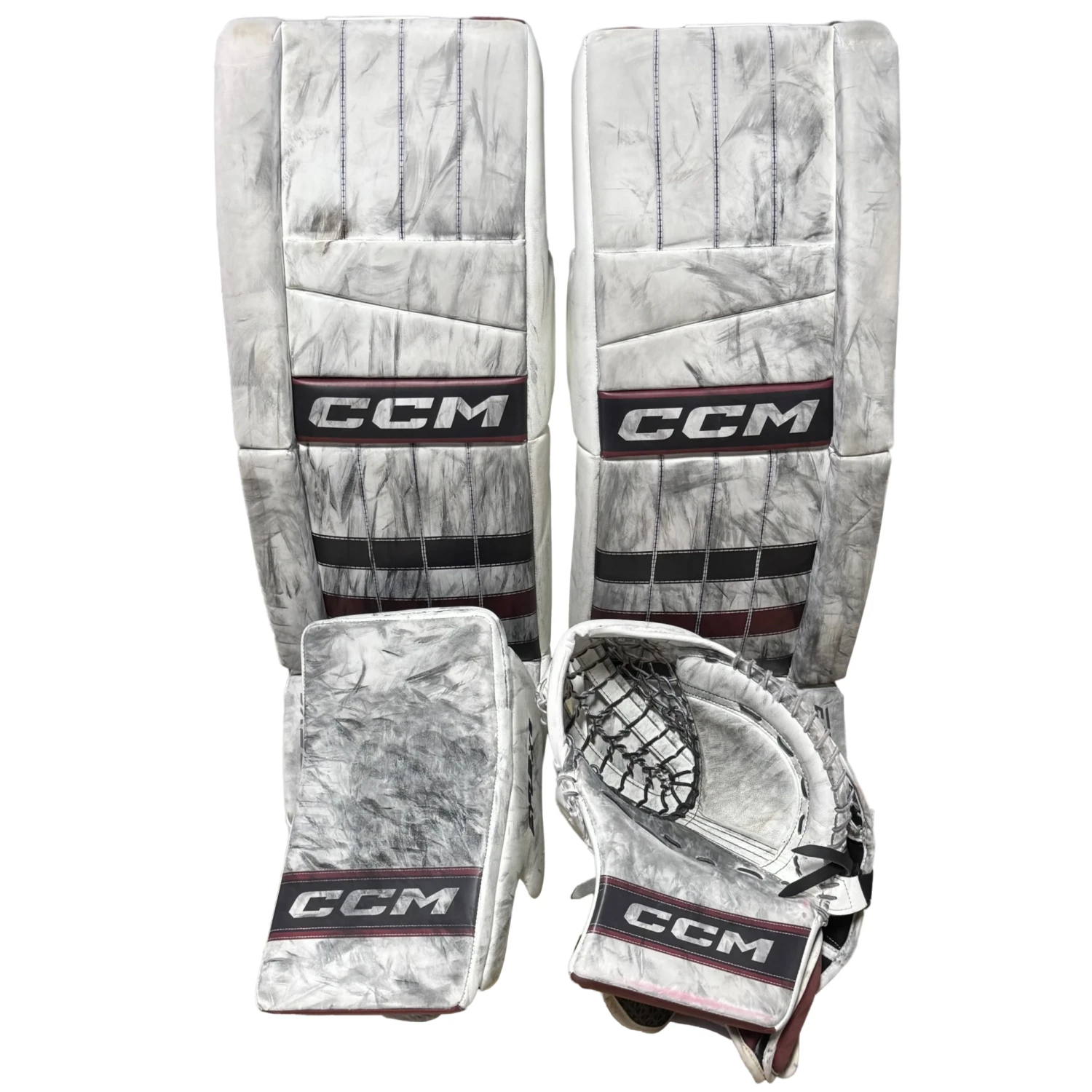 CCM Extreme Flex 6 - Used Pro Stock Goalie Full Set (White/Maroon/Black) 1 CCM Extreme Flex 6 - Used Pro Stock Goalie Full Set (White/Maroon/Black)