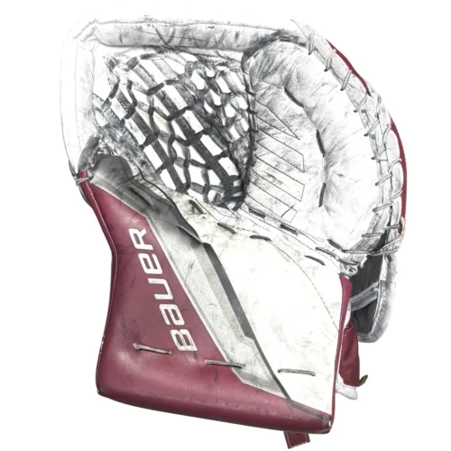 Bauer Supreme Shadow - Used Pro Stock Goalie Glove (White/Maroon/Black)