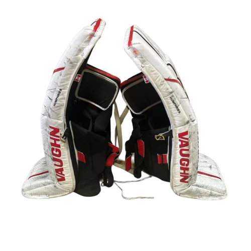 Vaughn Velocity V10 - Used Pro Stock Goalie Full Set (White/Red/Black) -Hockey Stick Market pads 2