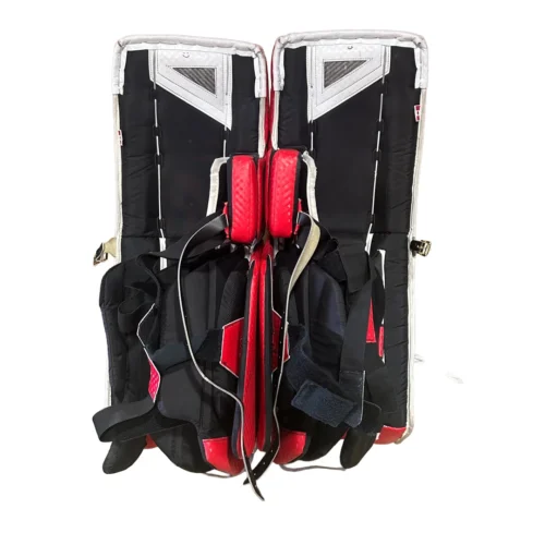 Vaughn Velocity V10 - Used Pro Stock Goalie Full Set (White/Red/Black) -Hockey Stick Market pads 3