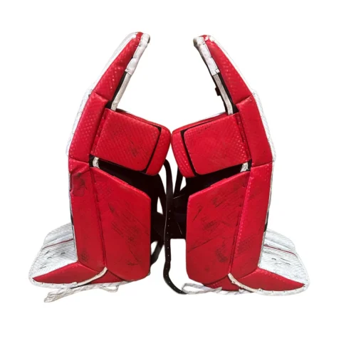 Vaughn Velocity V10 - Used Pro Stock Goalie Full Set (White/Red/Black) -Hockey Stick Market pads 4