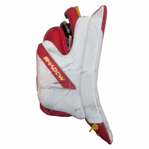 Bauer Supreme Shadow - AHL Used Pro Stock Goalie Blocker (White/Red/Yellow) 7 Bauer Supreme Shadow - AHL Used Pro Stock Goalie Blocker (White/Red/Yellow) -Hockey Stick Market shad4 scaled